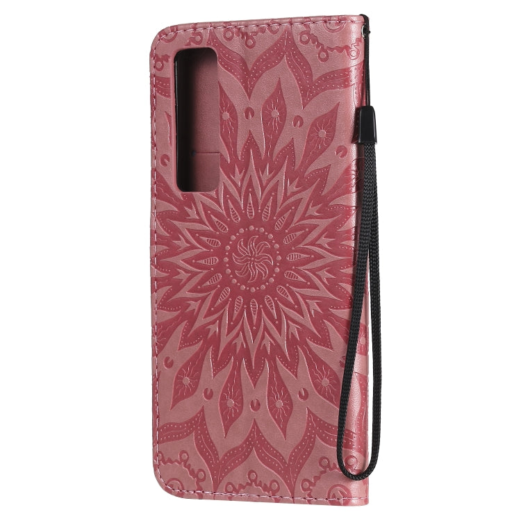 For Huawei Nova 7 Pro 5G Embossed Sunflower Pattern Horizontal Flip PU Leather Case with Holder & Card Slots & Wallet & Lanyard