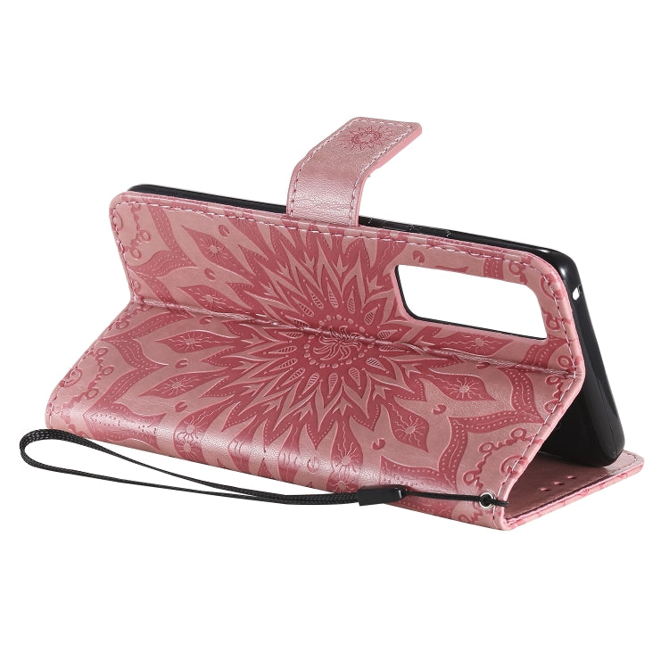 For Huawei Nova 7 Pro 5G Embossed Sunflower Pattern Horizontal Flip PU Leather Case with Holder & Card Slots & Wallet & Lanyard