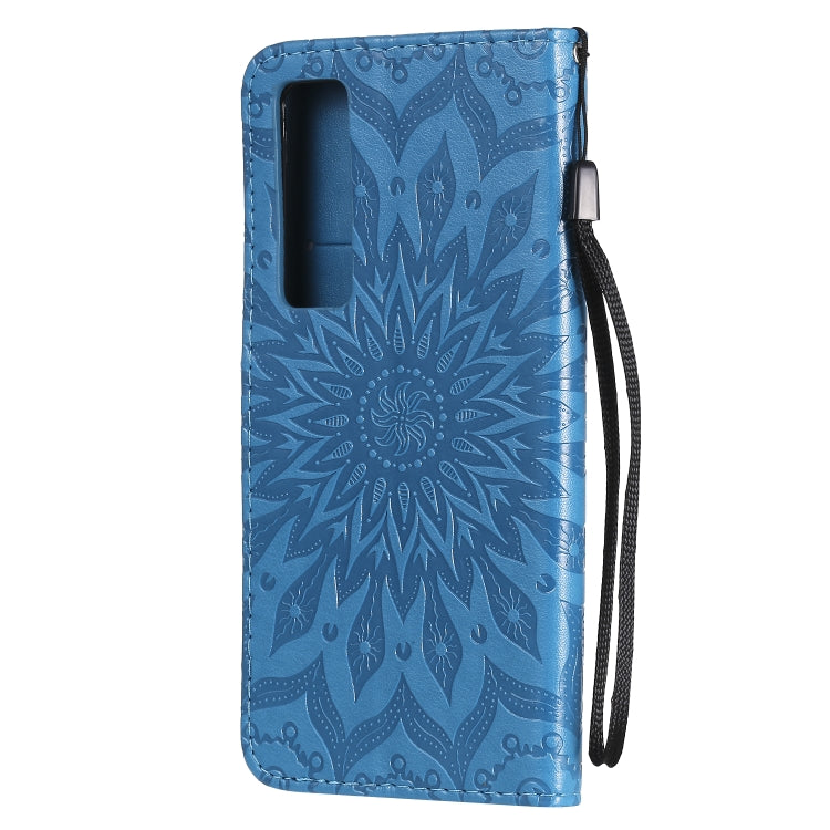 For Huawei Nova 7 Pro 5G Embossed Sunflower Pattern Horizontal Flip PU Leather Case with Holder & Card Slots & Wallet & Lanyard