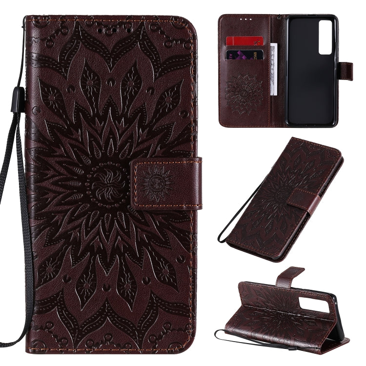 For Huawei Nova 7 Pro 5G Embossed Sunflower Pattern Horizontal Flip PU Leather Case with Holder & Card Slots & Wallet & Lanyard