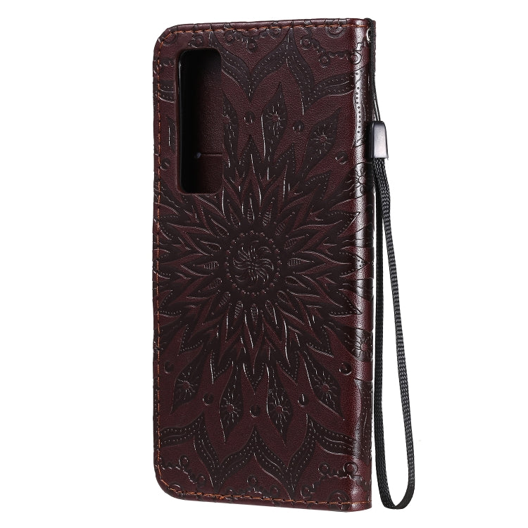 For Huawei Nova 7 Pro 5G Embossed Sunflower Pattern Horizontal Flip PU Leather Case with Holder & Card Slots & Wallet & Lanyard