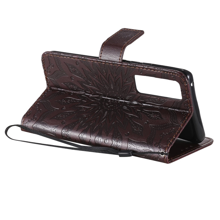 For Huawei Nova 7 Pro 5G Embossed Sunflower Pattern Horizontal Flip PU Leather Case with Holder & Card Slots & Wallet & Lanyard