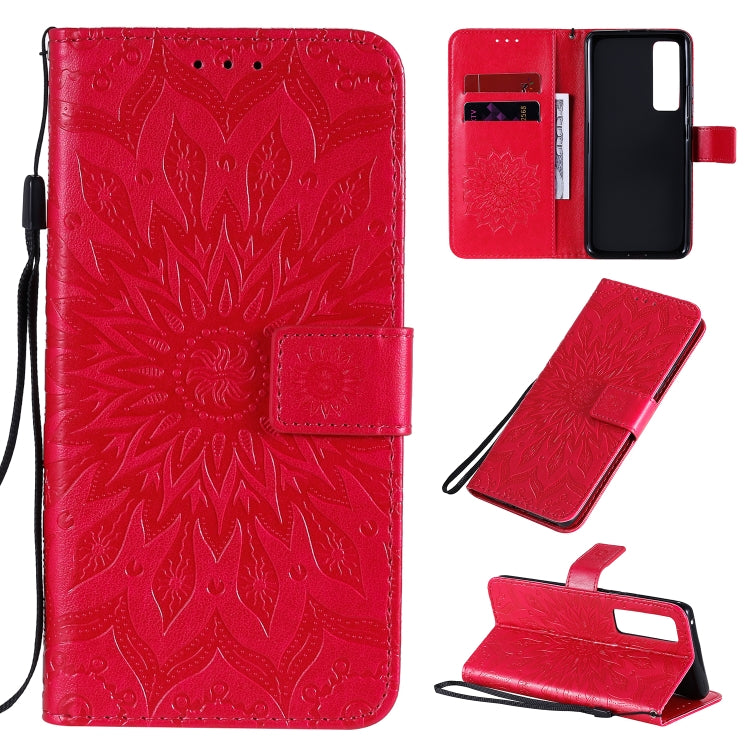For Huawei Nova 7 Pro 5G Embossed Sunflower Pattern Horizontal Flip PU Leather Case with Holder & Card Slots & Wallet & Lanyard