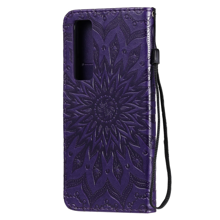 For Huawei Nova 7 Pro 5G Embossed Sunflower Pattern Horizontal Flip PU Leather Case with Holder & Card Slots & Wallet & Lanyard