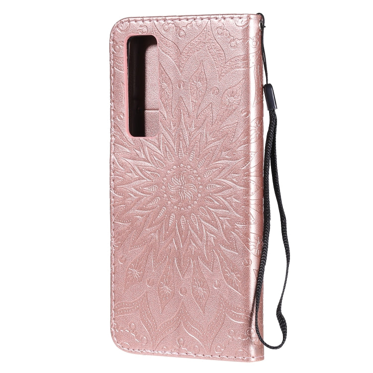 For Huawei Nova 7 Pro 5G Embossed Sunflower Pattern Horizontal Flip PU Leather Case with Holder & Card Slots & Wallet & Lanyard