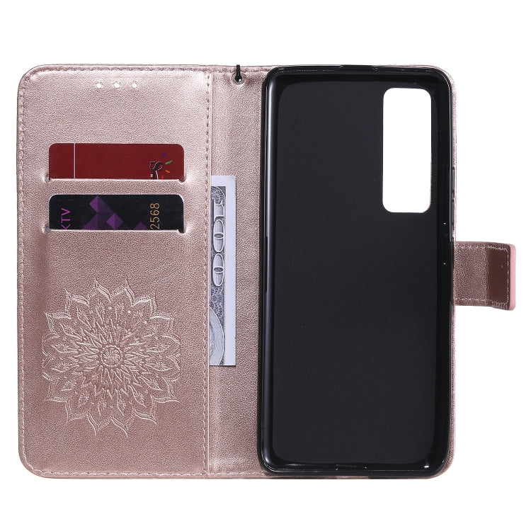 For Huawei Nova 7 Pro 5G Embossed Sunflower Pattern Horizontal Flip PU Leather Case with Holder & Card Slots & Wallet & Lanyard