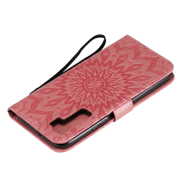 For Huawei Nova 7 SE/P40 Lite 5G Embossed Sunflower Pattern Horizontal Flip PU Leather Case with Holder & Card Slots & Wallet & Lanyard