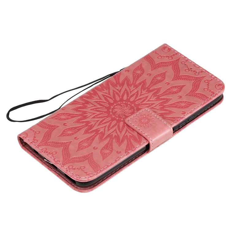 For Huawei Nova 7 SE/P40 Lite 5G Embossed Sunflower Pattern Horizontal Flip PU Leather Case with Holder & Card Slots & Wallet & Lanyard