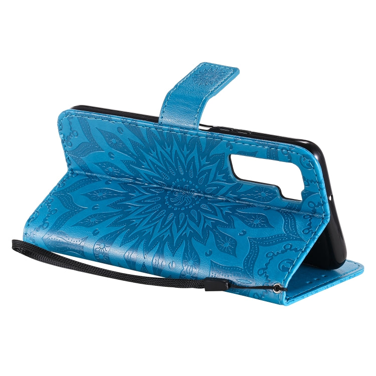 For Huawei Nova 7 SE/P40 Lite 5G Embossed Sunflower Pattern Horizontal Flip PU Leather Case with Holder & Card Slots & Wallet & Lanyard