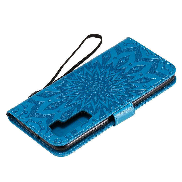For Huawei Nova 7 SE/P40 Lite 5G Embossed Sunflower Pattern Horizontal Flip PU Leather Case with Holder & Card Slots & Wallet & Lanyard