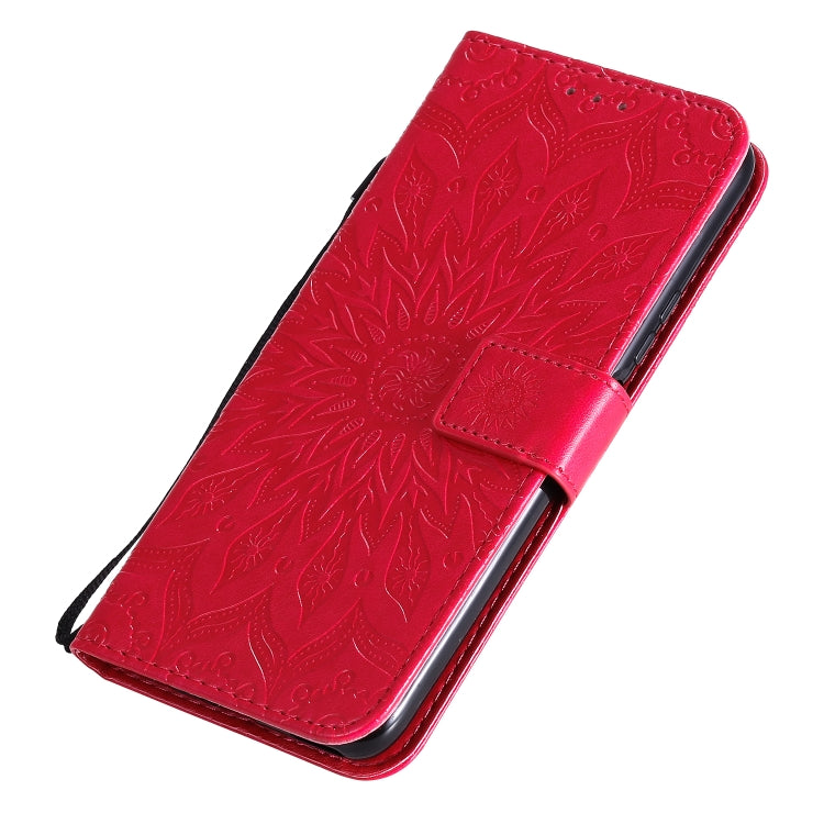 For Huawei Nova 7 SE/P40 Lite 5G Embossed Sunflower Pattern Horizontal Flip PU Leather Case with Holder & Card Slots & Wallet & Lanyard