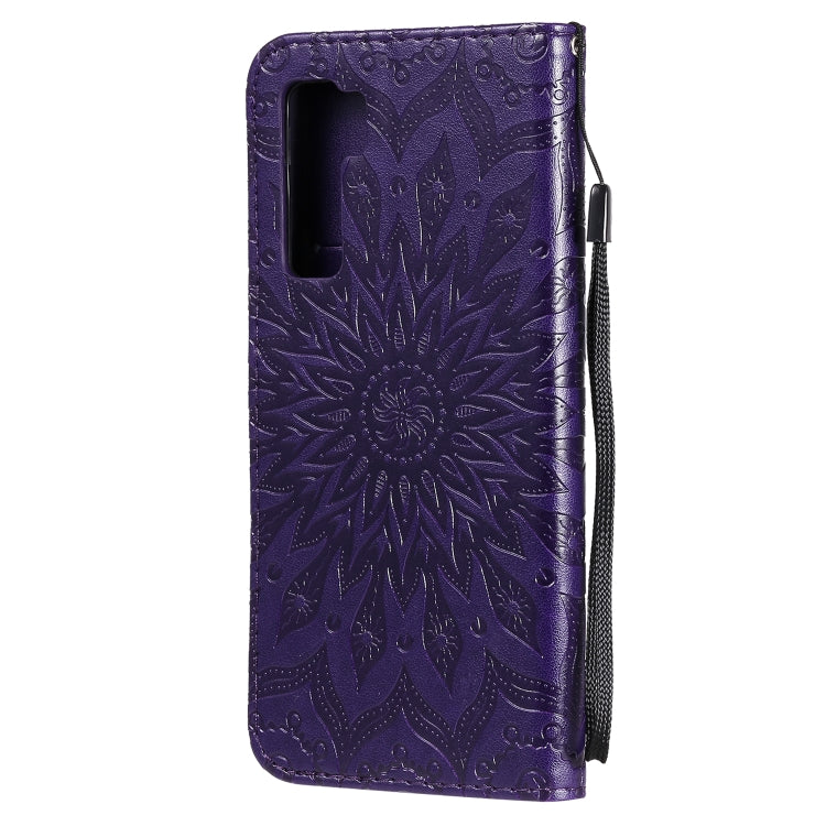 For Huawei Nova 7 SE/P40 Lite 5G Embossed Sunflower Pattern Horizontal Flip PU Leather Case with Holder & Card Slots & Wallet & Lanyard