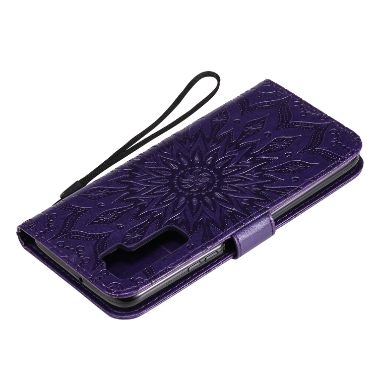 For Huawei Nova 7 SE/P40 Lite 5G Embossed Sunflower Pattern Horizontal Flip PU Leather Case with Holder & Card Slots & Wallet & Lanyard