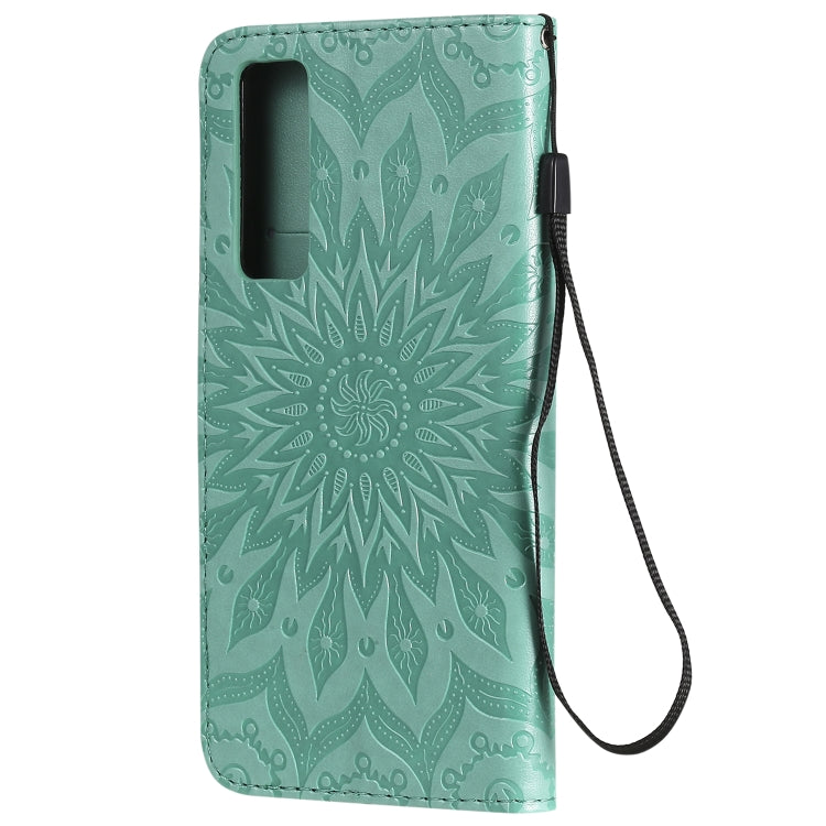 For Huawei Nova 7 5G Embossed Sunflower Pattern Horizontal Flip PU Leather Case with Holder & Card Slots & Wallet & Lanyard