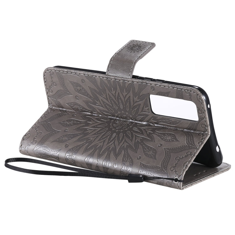 For Huawei Nova 7 5G Embossed Sunflower Pattern Horizontal Flip PU Leather Case with Holder & Card Slots & Wallet & Lanyard