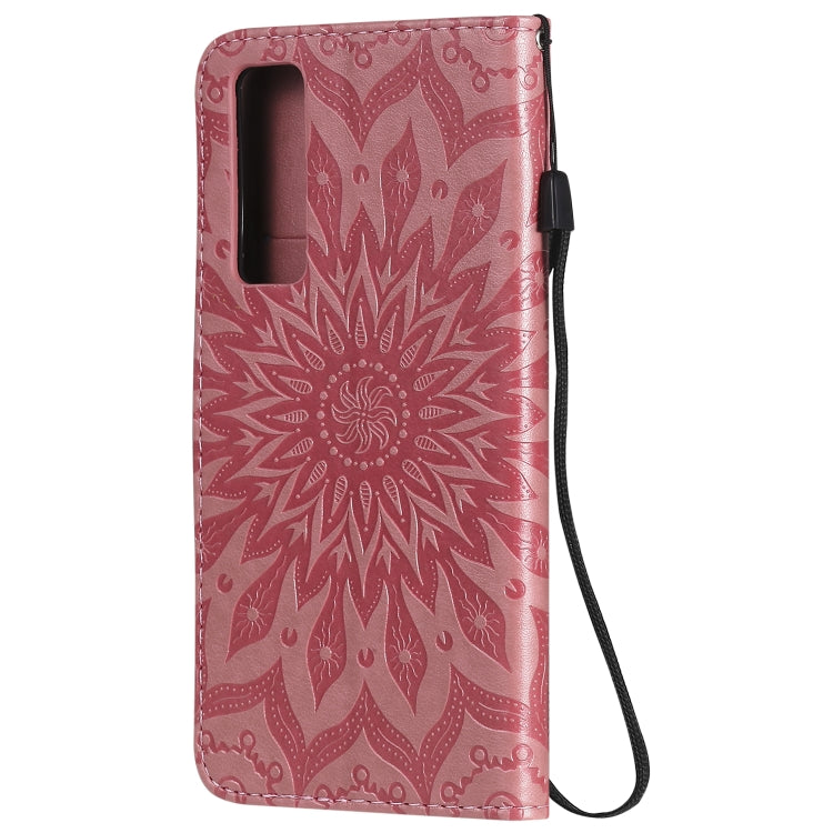 For Huawei Nova 7 5G Embossed Sunflower Pattern Horizontal Flip PU Leather Case with Holder & Card Slots & Wallet & Lanyard