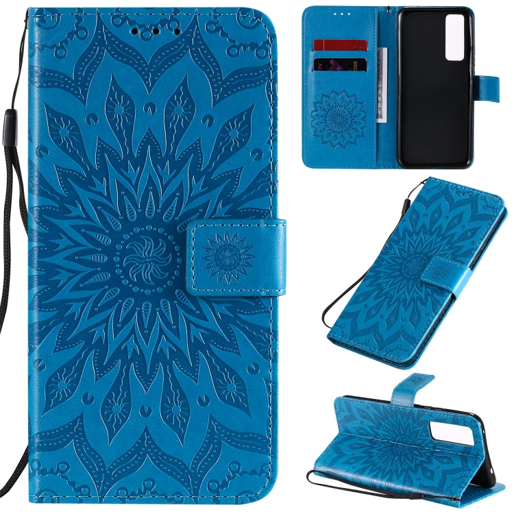 For Huawei Nova 7 5G Embossed Sunflower Pattern Horizontal Flip PU Leather Case with Holder & Card Slots & Wallet & Lanyard