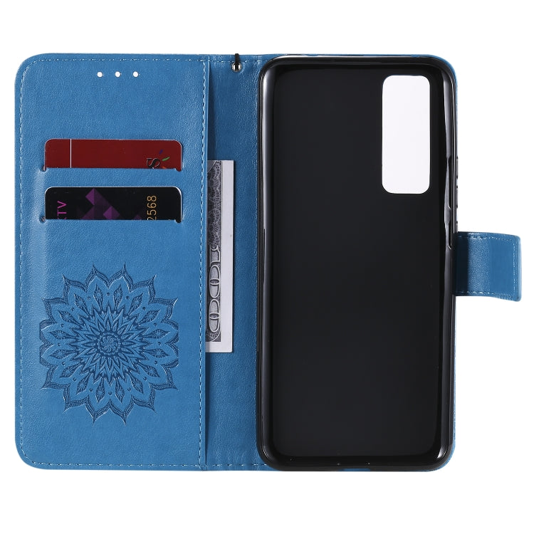 For Huawei Nova 7 5G Embossed Sunflower Pattern Horizontal Flip PU Leather Case with Holder & Card Slots & Wallet & Lanyard