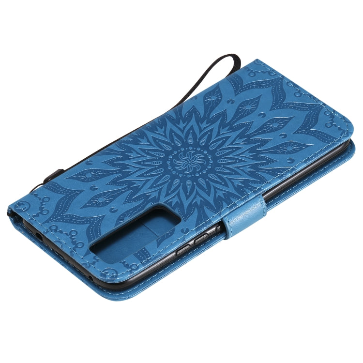 For Huawei Nova 7 5G Embossed Sunflower Pattern Horizontal Flip PU Leather Case with Holder & Card Slots & Wallet & Lanyard