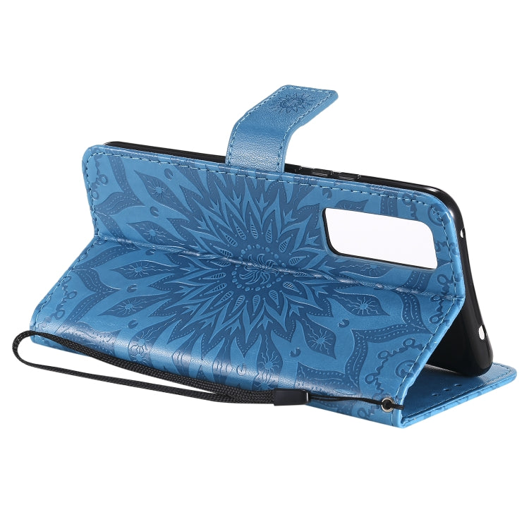 For Huawei Nova 7 5G Embossed Sunflower Pattern Horizontal Flip PU Leather Case with Holder & Card Slots & Wallet & Lanyard