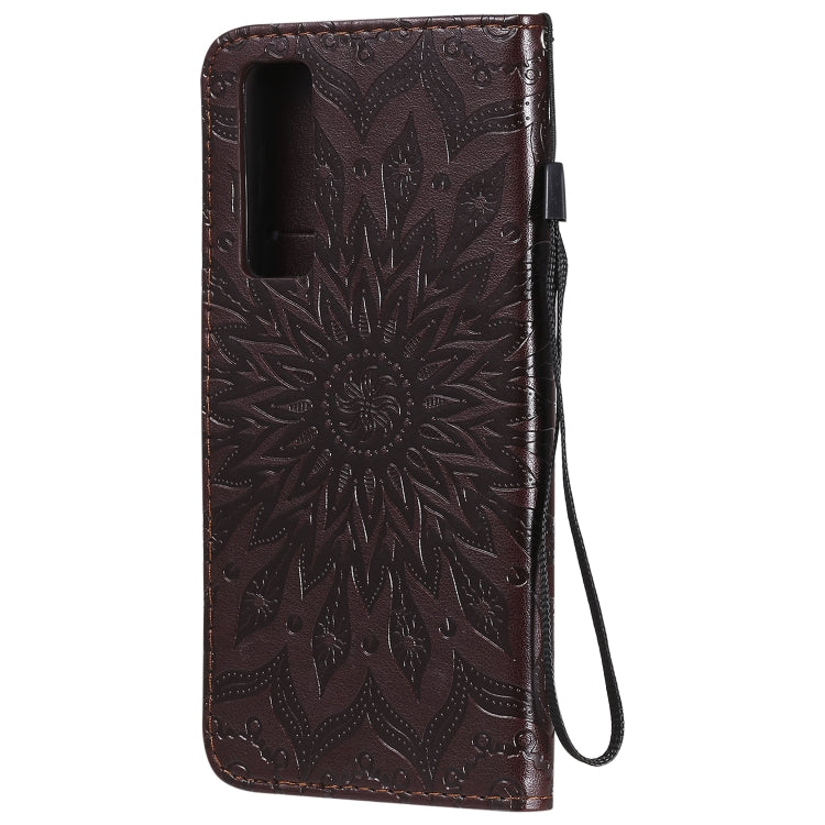For Huawei Nova 7 5G Embossed Sunflower Pattern Horizontal Flip PU Leather Case with Holder & Card Slots & Wallet & Lanyard