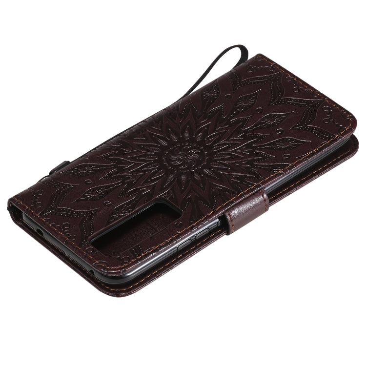 For Huawei Nova 7 5G Embossed Sunflower Pattern Horizontal Flip PU Leather Case with Holder & Card Slots & Wallet & Lanyard