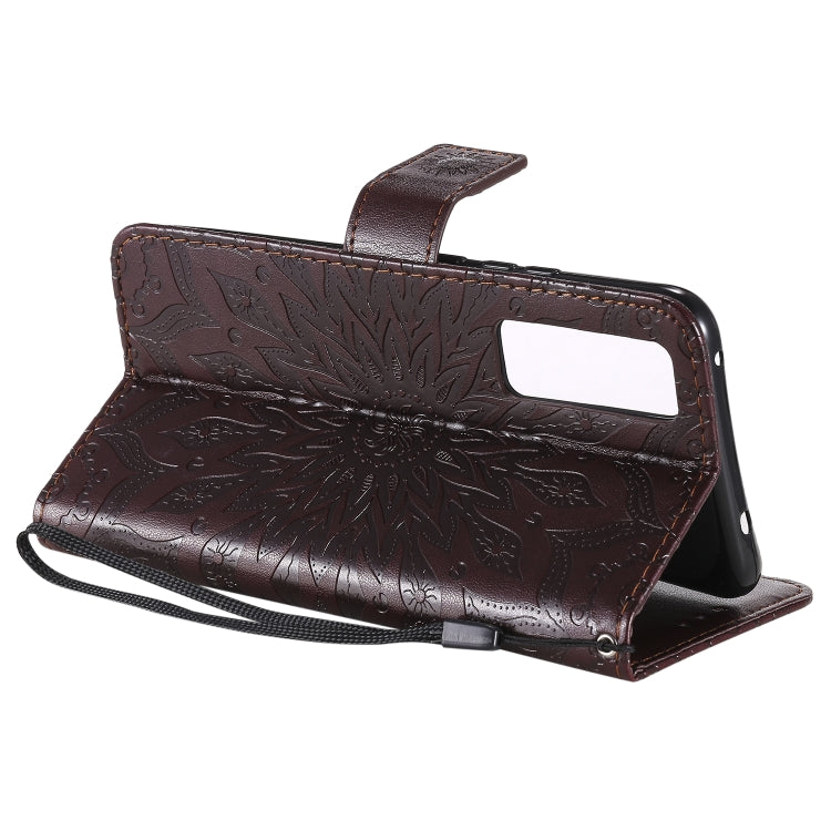 For Huawei Nova 7 5G Embossed Sunflower Pattern Horizontal Flip PU Leather Case with Holder & Card Slots & Wallet & Lanyard