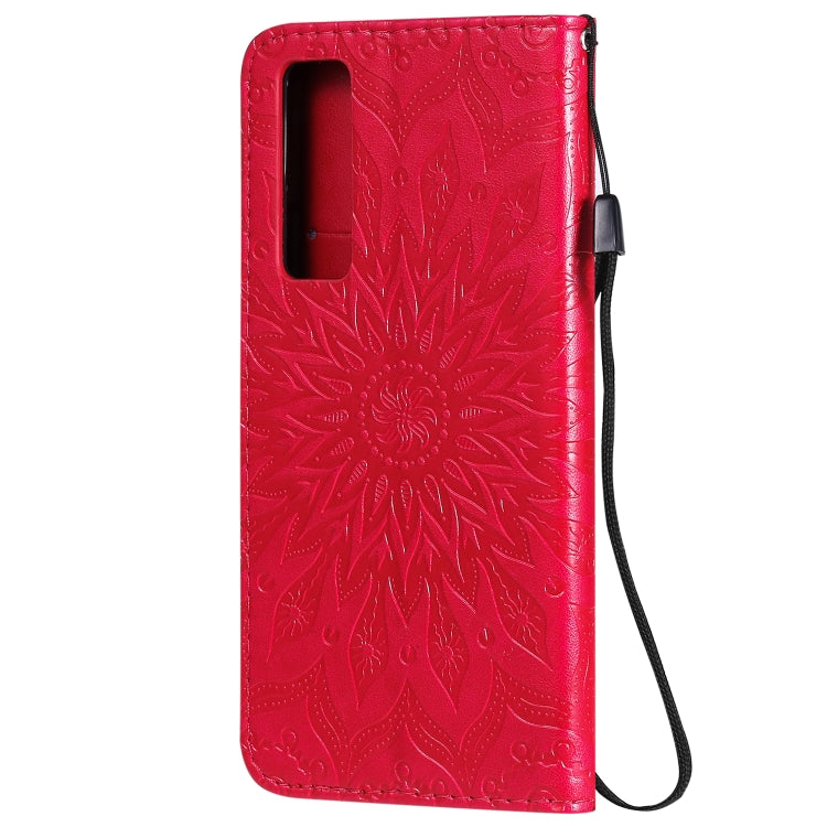 For Huawei Nova 7 5G Embossed Sunflower Pattern Horizontal Flip PU Leather Case with Holder & Card Slots & Wallet & Lanyard