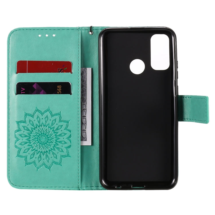 For Huawei P smart 2020 Embossed Sunflower Pattern Horizontal Flip PU Leather Case with Holder & Card Slots & Wallet & Lanyard