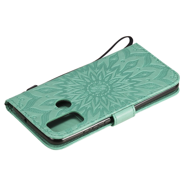 For Huawei P smart 2020 Embossed Sunflower Pattern Horizontal Flip PU Leather Case with Holder & Card Slots & Wallet & Lanyard