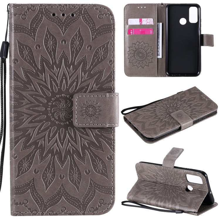 For Huawei P smart 2020 Embossed Sunflower Pattern Horizontal Flip PU Leather Case with Holder & Card Slots & Wallet & Lanyard