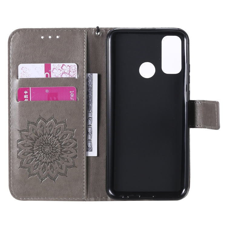 For Huawei P smart 2020 Embossed Sunflower Pattern Horizontal Flip PU Leather Case with Holder & Card Slots & Wallet & Lanyard