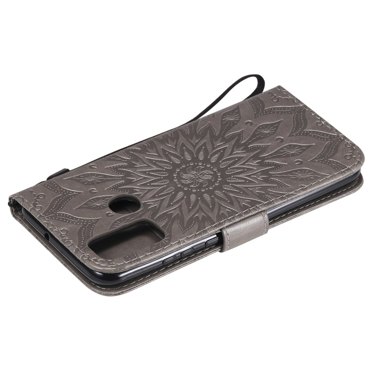 For Huawei P smart 2020 Embossed Sunflower Pattern Horizontal Flip PU Leather Case with Holder & Card Slots & Wallet & Lanyard