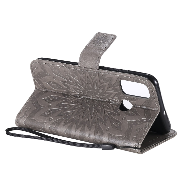 For Huawei P smart 2020 Embossed Sunflower Pattern Horizontal Flip PU Leather Case with Holder & Card Slots & Wallet & Lanyard