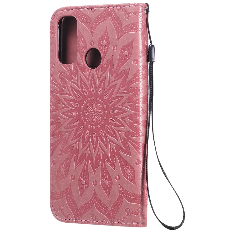 For Huawei P smart 2020 Embossed Sunflower Pattern Horizontal Flip PU Leather Case with Holder & Card Slots & Wallet & Lanyard