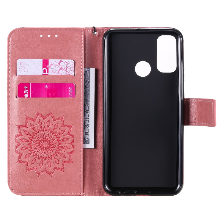 For Huawei P smart 2020 Embossed Sunflower Pattern Horizontal Flip PU Leather Case with Holder & Card Slots & Wallet & Lanyard