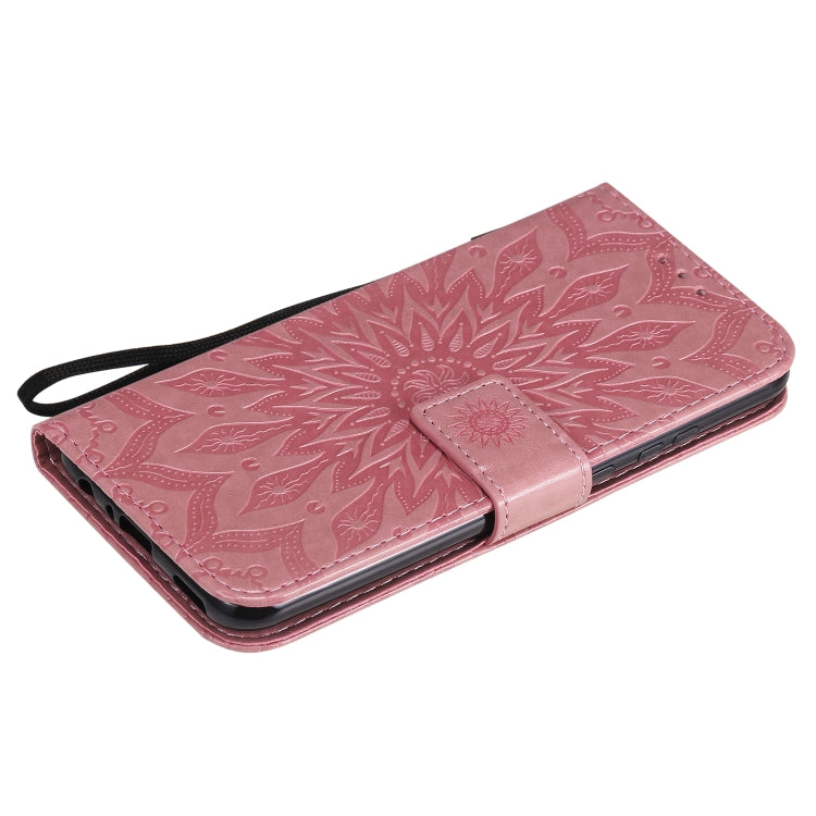 For Huawei P smart 2020 Embossed Sunflower Pattern Horizontal Flip PU Leather Case with Holder & Card Slots & Wallet & Lanyard