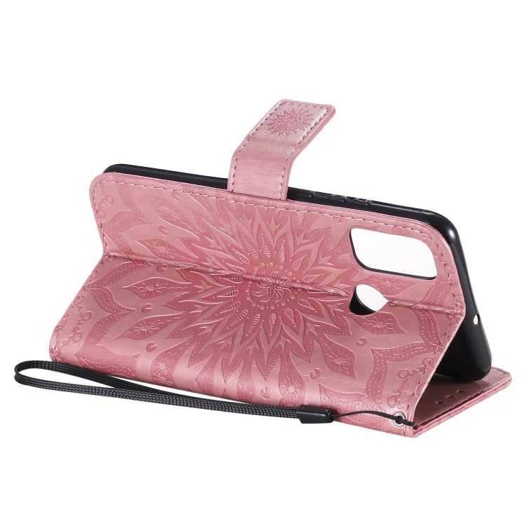 For Huawei P smart 2020 Embossed Sunflower Pattern Horizontal Flip PU Leather Case with Holder & Card Slots & Wallet & Lanyard