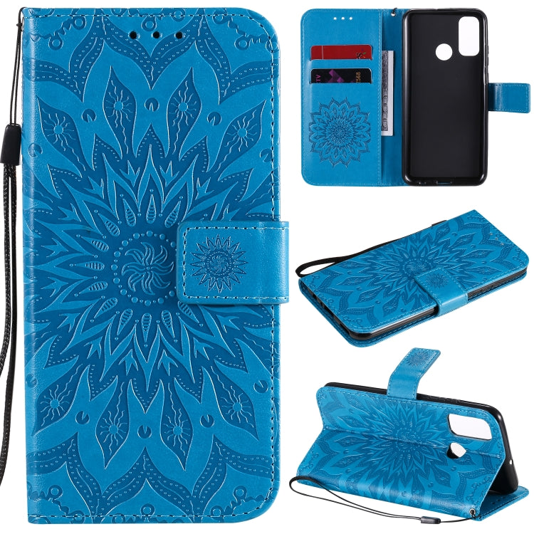 For Huawei P smart 2020 Embossed Sunflower Pattern Horizontal Flip PU Leather Case with Holder & Card Slots & Wallet & Lanyard