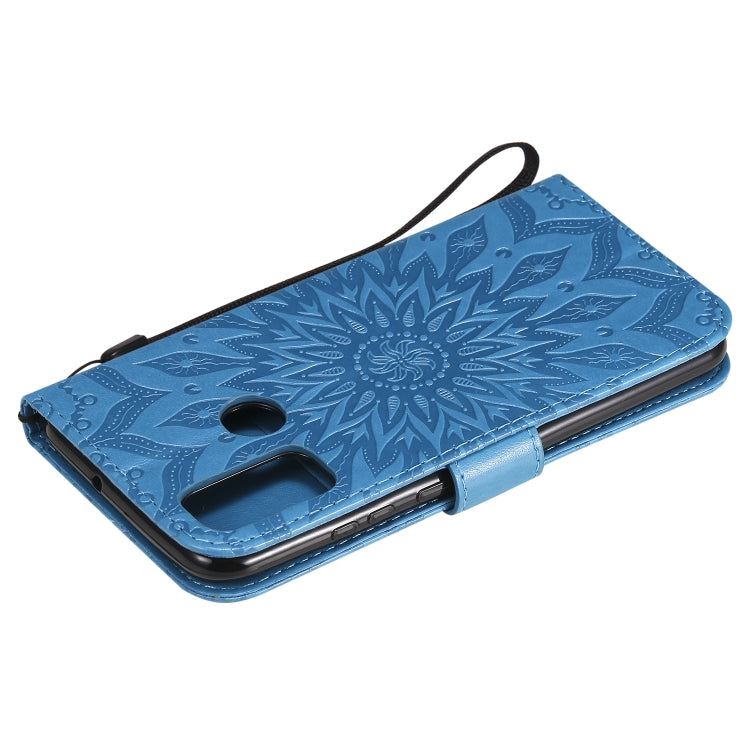For Huawei P smart 2020 Embossed Sunflower Pattern Horizontal Flip PU Leather Case with Holder & Card Slots & Wallet & Lanyard
