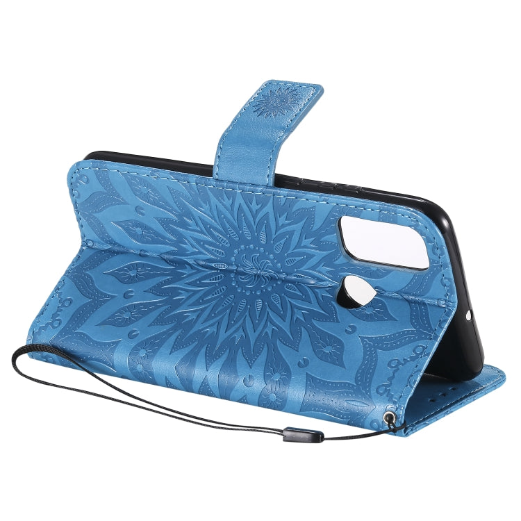 For Huawei P smart 2020 Embossed Sunflower Pattern Horizontal Flip PU Leather Case with Holder & Card Slots & Wallet & Lanyard