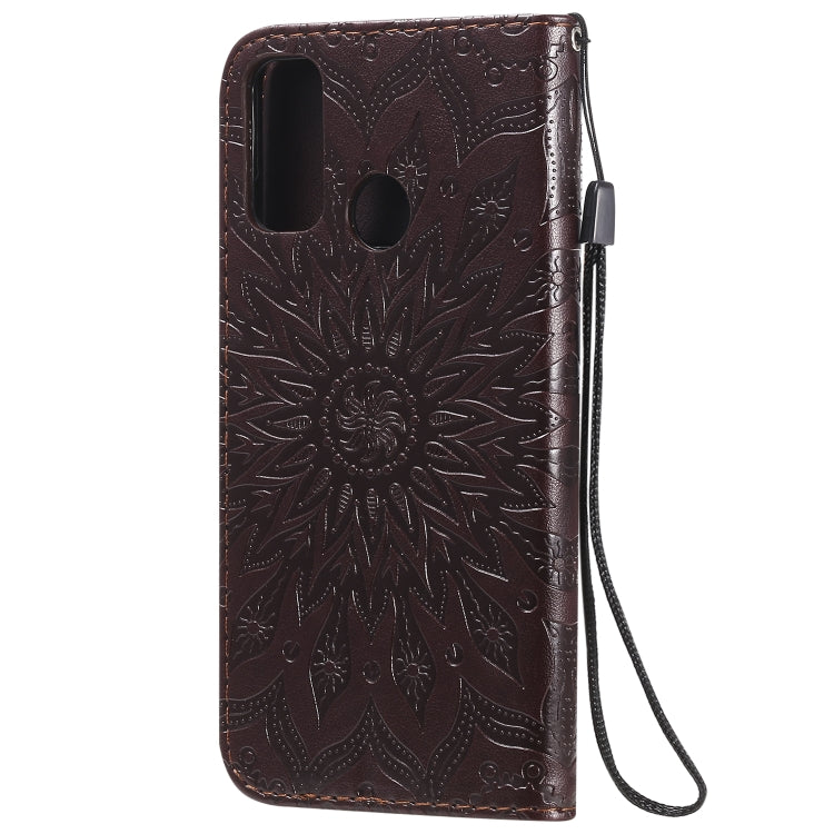For Huawei P smart 2020 Embossed Sunflower Pattern Horizontal Flip PU Leather Case with Holder & Card Slots & Wallet & Lanyard