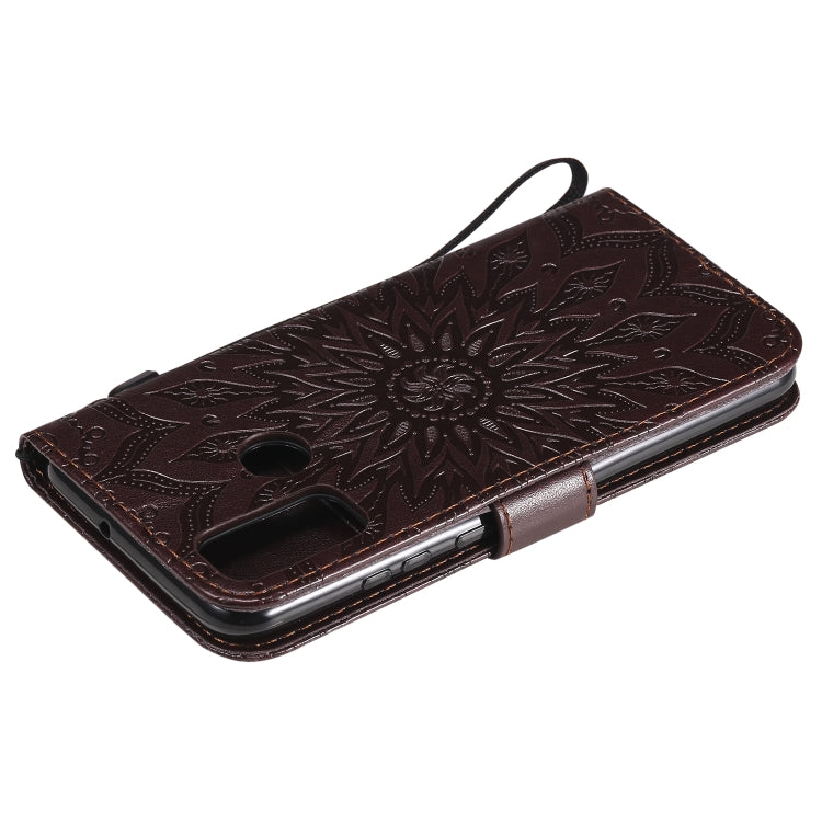 For Huawei P smart 2020 Embossed Sunflower Pattern Horizontal Flip PU Leather Case with Holder & Card Slots & Wallet & Lanyard