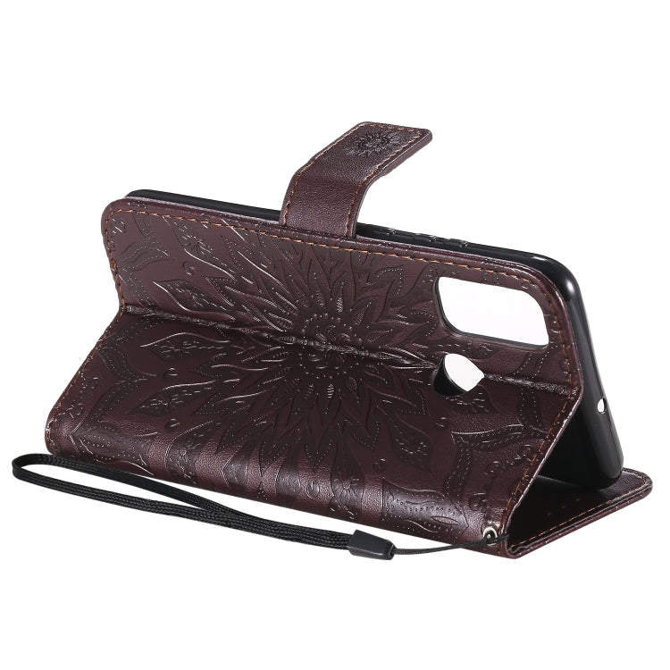 For Huawei P smart 2020 Embossed Sunflower Pattern Horizontal Flip PU Leather Case with Holder & Card Slots & Wallet & Lanyard