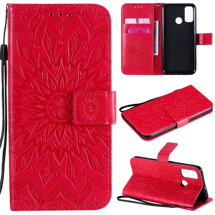 For Huawei P smart 2020 Embossed Sunflower Pattern Horizontal Flip PU Leather Case with Holder & Card Slots & Wallet & Lanyard