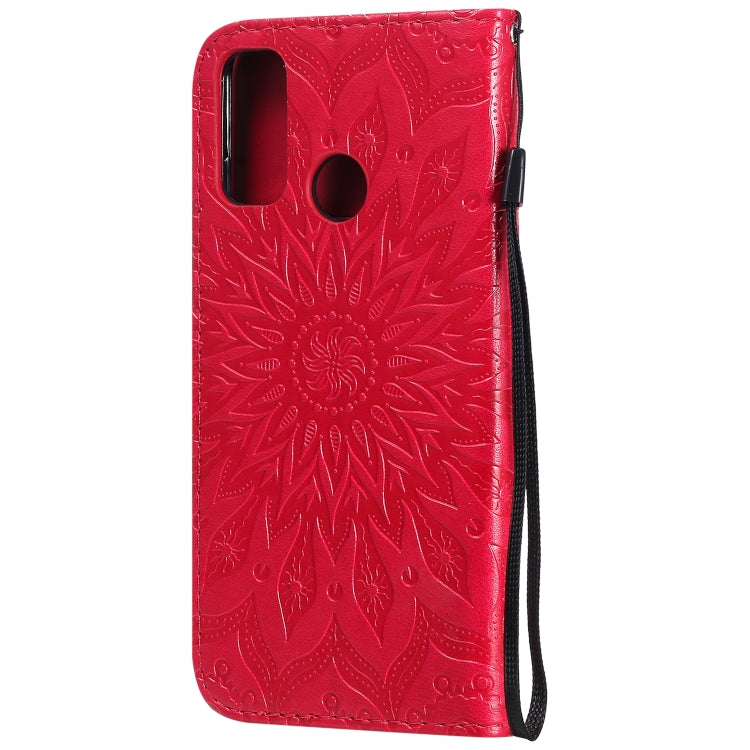 For Huawei P smart 2020 Embossed Sunflower Pattern Horizontal Flip PU Leather Case with Holder & Card Slots & Wallet & Lanyard