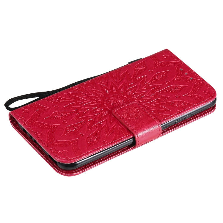 For Huawei P smart 2020 Embossed Sunflower Pattern Horizontal Flip PU Leather Case with Holder & Card Slots & Wallet & Lanyard