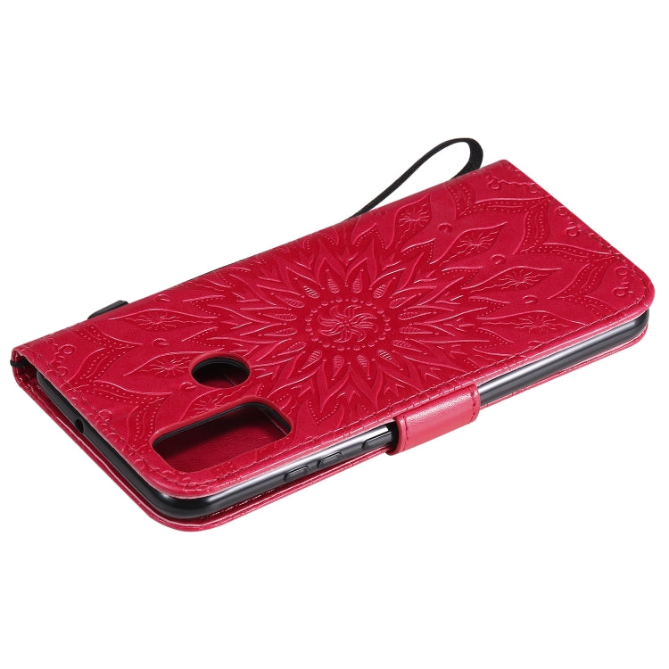 For Huawei P smart 2020 Embossed Sunflower Pattern Horizontal Flip PU Leather Case with Holder & Card Slots & Wallet & Lanyard