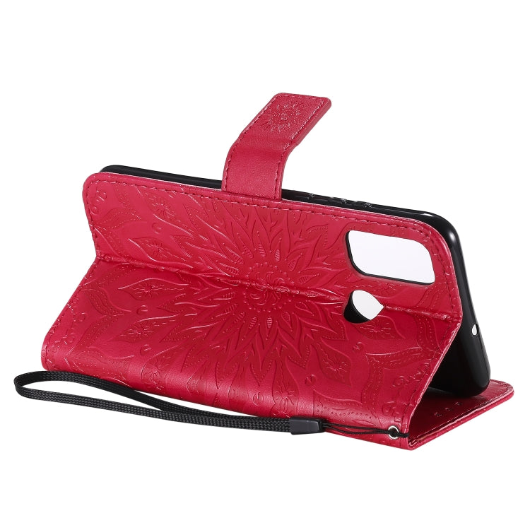 For Huawei P smart 2020 Embossed Sunflower Pattern Horizontal Flip PU Leather Case with Holder & Card Slots & Wallet & Lanyard