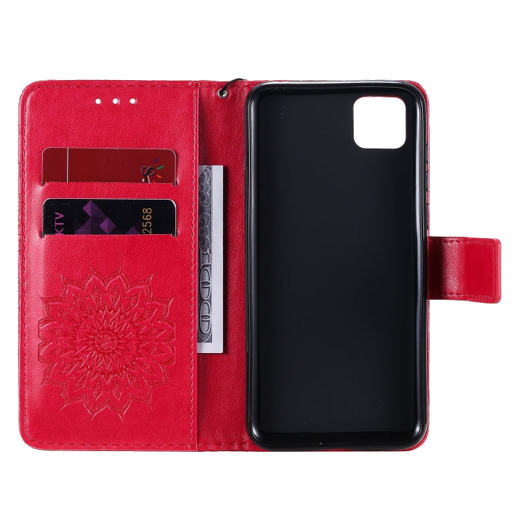 For Huawei Y5p/Honor 9S Embossed Sunflower Pattern Horizontal Flip PU Leather Case with Holder & Card Slots & Wallet & Lanyard